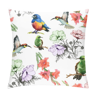 Personality  Beautiful Flowers And Colorful Birds  Pillow Covers