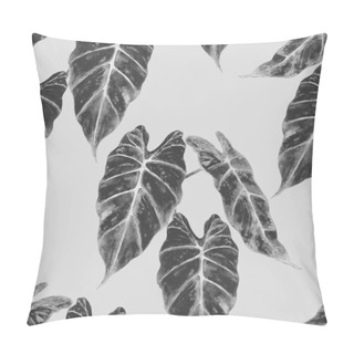 Personality  Hawaiian Floral Seamless Patern With Watercolor Tropical Leaves. Maranta. Fern. Exotic  Spring Or Summer Nature Background. Black White Texture For Any Kind Of A Design. Pillow Covers
