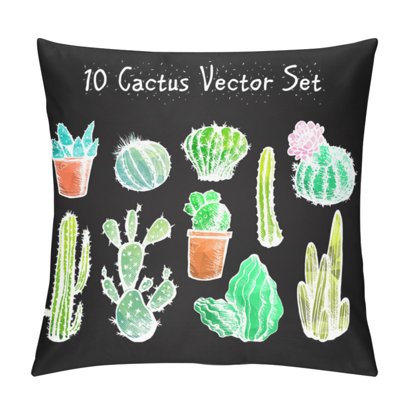 Personality  Hand Drawn Isolated Cactuses Set pillow covers