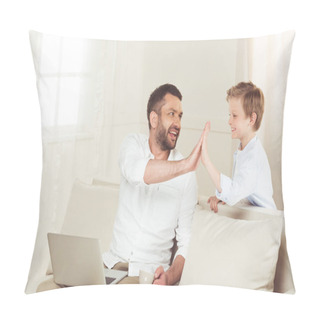 Personality  Father Giving High Five To Son Pillow Covers