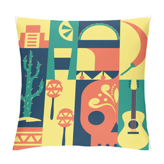 Personality  Mexico Icons Set Pillow Covers