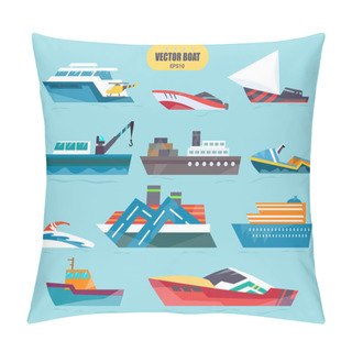 Personality  Ships At Sea Transport, Shipping Boats In Vector Pillow Covers