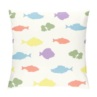Personality  Vector Seamless Pattern With Fishes Pillow Covers