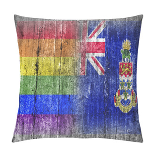 Personality  LGBT And Cayman Islands Flag On Concrete Wall Pillow Covers