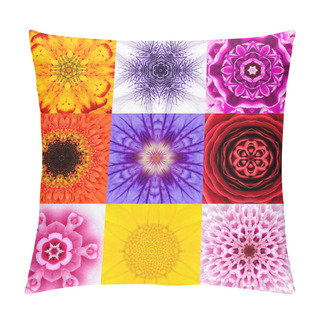 Personality  Collection Set Nine Flower Mandalas Various Colors Kaleidoscope Pillow Covers