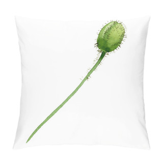 Personality  Green Poppy Bud Floral Botanical Flowers. Watercolor Background Illustration Set. Isolated Poppies Illustration Element. Pillow Covers