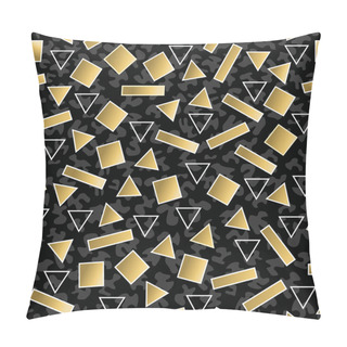 Personality  Retro 80s Geometry Seamless Pattern Gold Shape Pillow Covers
