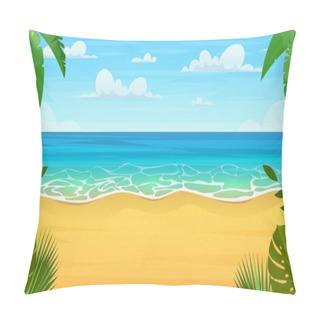 Personality  Summertime On The Beach. Palms And Plants Around Pillow Covers