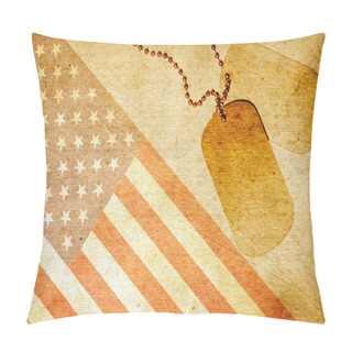 Personality  Vintage USA Flag And ID Tags Pillow Covers