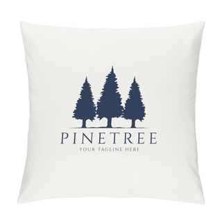 Personality  Pine Tree Minimalist Logo Design Illustration, Silhouette Vector Graphic Template Pillow Covers