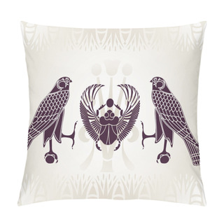 Personality  Egyptian Horus And Scarab Stencil Pillow Covers