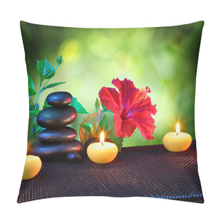 Personality  Candles And Stones Spa Composition - With Hibiscus Pillow Covers