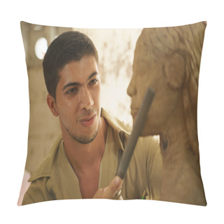 Personality  Sculptor Young Artist Artisan Working Sculpting Sculpture Pillow Covers
