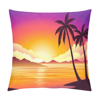 Personality  Vector Image, Background Beautiful Sunset On The Beach Pillow Covers