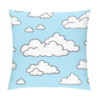 Personality  Seamless Pattern Of White Clouds On A Blue Sky. Pillow Covers