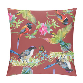 Personality  Meadow With Flowers And Birds And Butterflies Pillow Covers