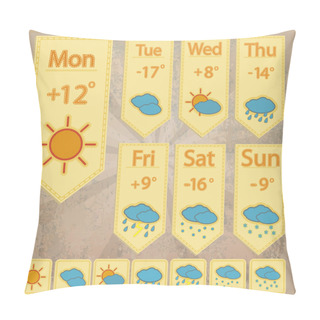 Personality  Weather Forecast Icons  Banner Vector Illustration   Pillow Covers