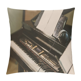 Personality  Close-up Shot Of Electric Piano In Sound Recording Studio Pillow Covers