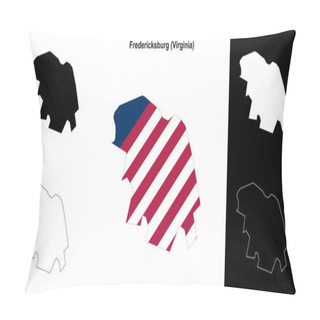 Personality  Fredericksburg County (Virginia) Outline Map Set Pillow Covers