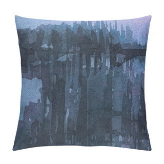 Personality  Abstract Art Background Navy Blue Colors. Watercolor Painting On Canvas With Soft Gray Gradient. Fragment Of Artwork On Paper With Pattern. Texture Backdrop. Pillow Covers