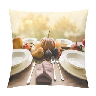 Personality  Served Table With Harvest  Pillow Covers