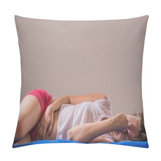 Personality  Woman With Hands On Her Belly  Pillow Covers