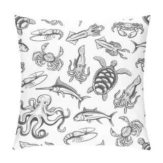 Personality  Underwater Animals Monochrome Seamless Pattern Pillow Covers