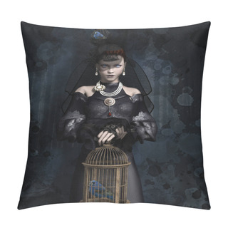 Personality  Black Widow With A Cage On A Dark Grunge Background - 3D Illustration Pillow Covers