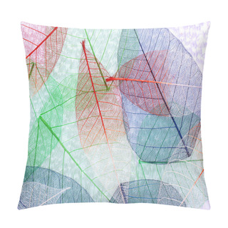 Personality  Abstract Colorful Skeleton Leaves Background Pillow Covers