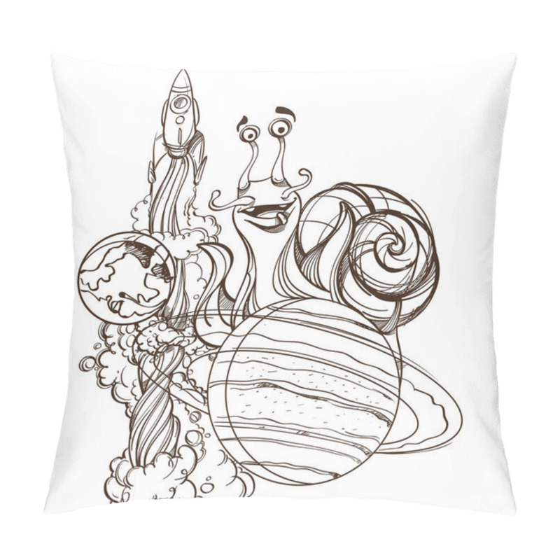 Personality  Cheerful snail on planet Saturn pillow covers