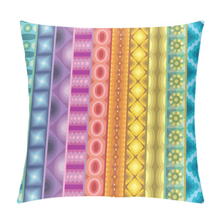 Personality  Geometric Vector Various Strips Motifs In Different Color Pillow Covers