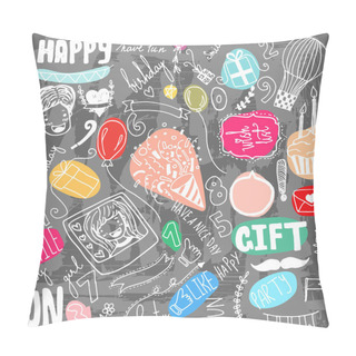 Personality  Birthday Party Cartoon Icons Background Pillow Covers