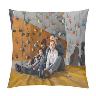 Personality  Family With Children On Mat At Gym Pillow Covers