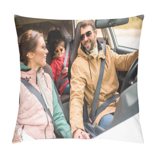 Personality  Happy Family Travelling By Car Pillow Covers