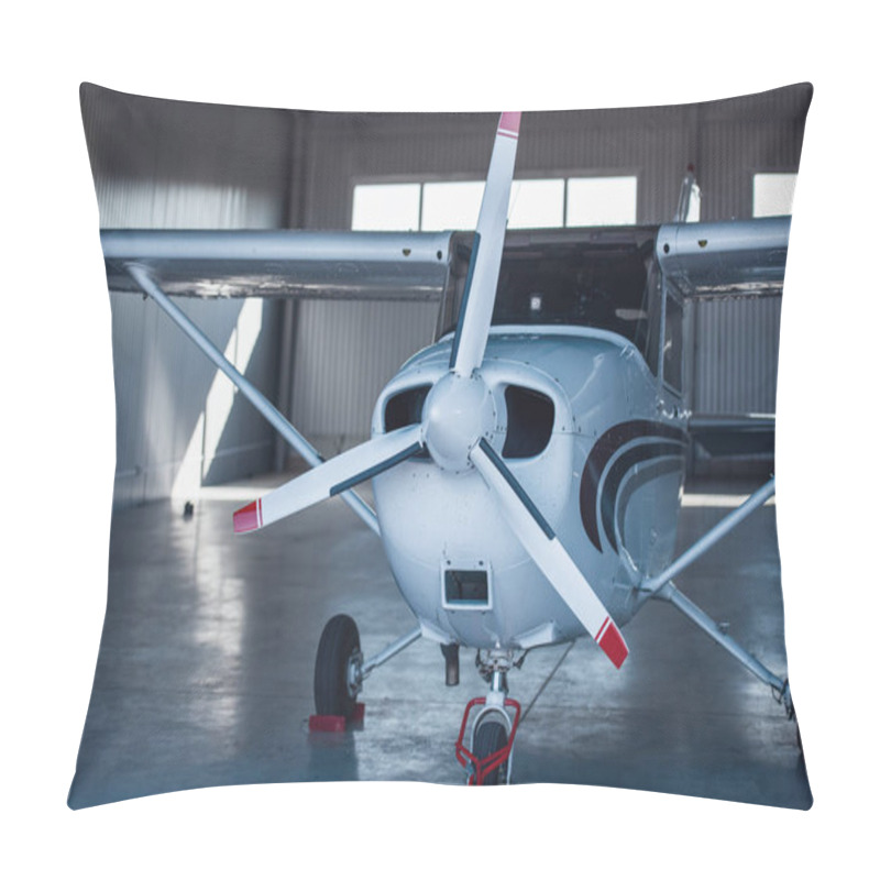 Personality  A Modern White Aircraft In Hangar Waiting For Passengers Pillow Covers