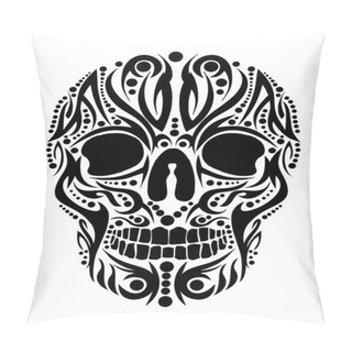 Personality  Tattoo Tribal Skull Vector Art Pillow Covers
