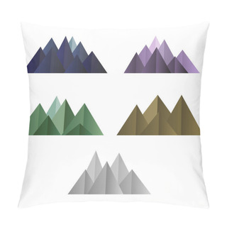 Personality  Mountains Low Poly Style Set. Polygonal Shapes Pillow Covers