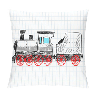 Personality  Drawing Of Locomotive Pillow Covers