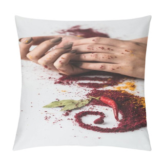 Personality  Woman With Various Spices Composition Pillow Covers