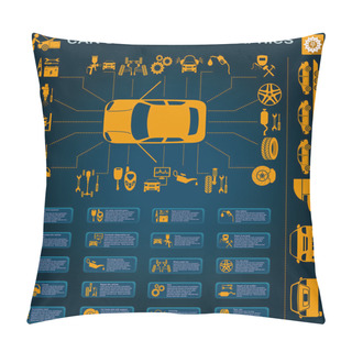 Personality  Car Service, Repair Infographics Pillow Covers