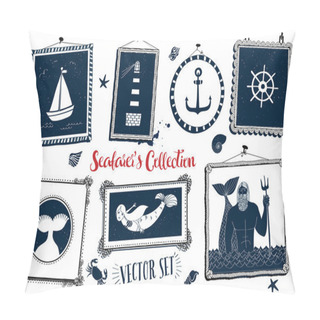 Personality  Nautical Symbols And Icons Pillow Covers