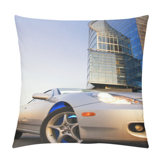 Personality  Sport Car With Office Building And Clear Blue Sky Behind It Pillow Covers
