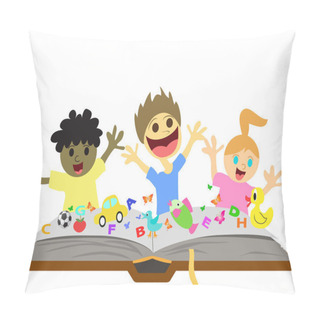Personality  Kids Playing In Front Of Book Pillow Covers