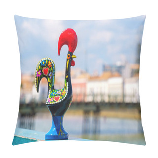 Personality  Rooster Of Barcelos (Galo De Barcelos) On A Quay Of River Gilao. Tavira, Algarve, Portugal Pillow Covers