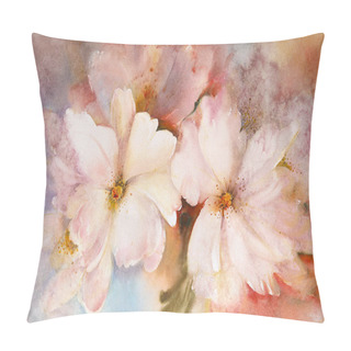 Personality  Watercolor Painting Of Blooming Spring Flowers. Pillow Covers