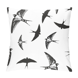 Personality  Flying Birds Black And White Pattern, Vector Pillow Covers