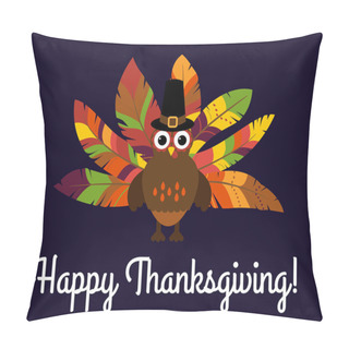 Personality  Cute Vector Turkey With Colorful Feathers For Thanksgiving And Fall Pillow Covers