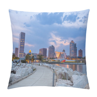 Personality  City Of Milwaukee Skyline. Pillow Covers