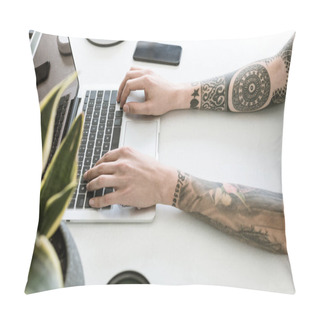 Personality  Man Typing On Laptop Pillow Covers