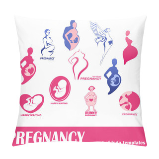 Personality  Set Of Template Pregnancy Logo Design Pillow Covers